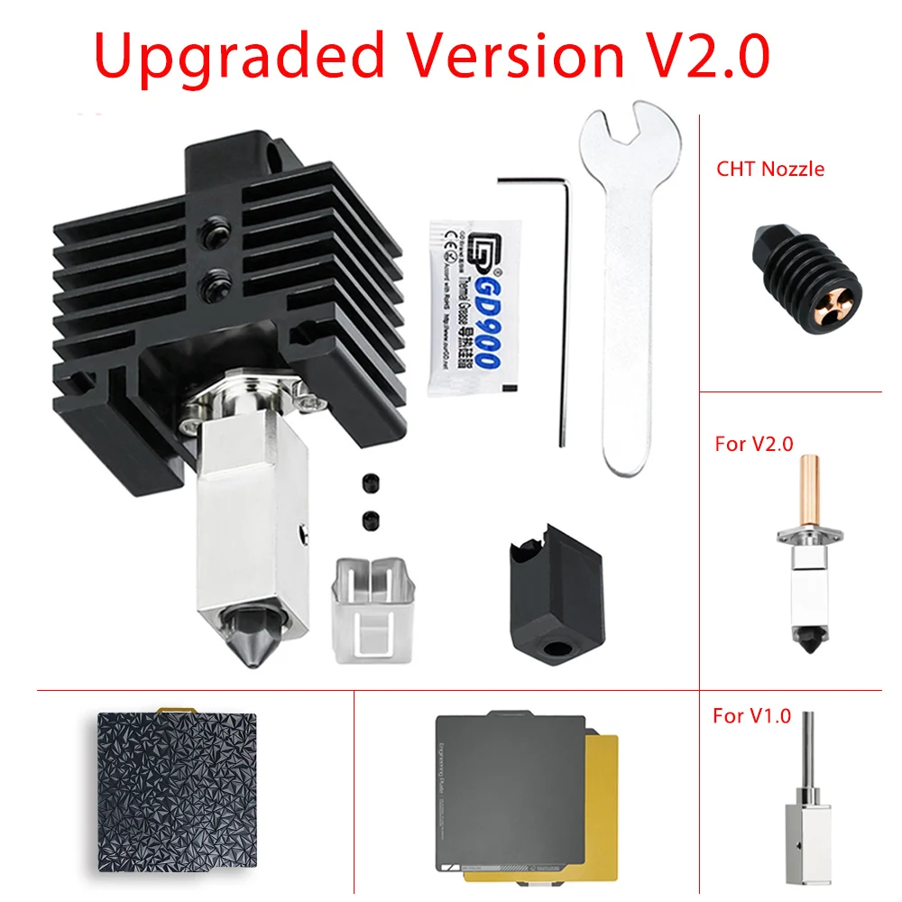 

Upgrade V2.0 For Bambu lab Hotend CHT Nozzle Hardened Steel Nozzle 500°C For Bambu lab x1c Hotend P1P Plated Copper 3D Printer