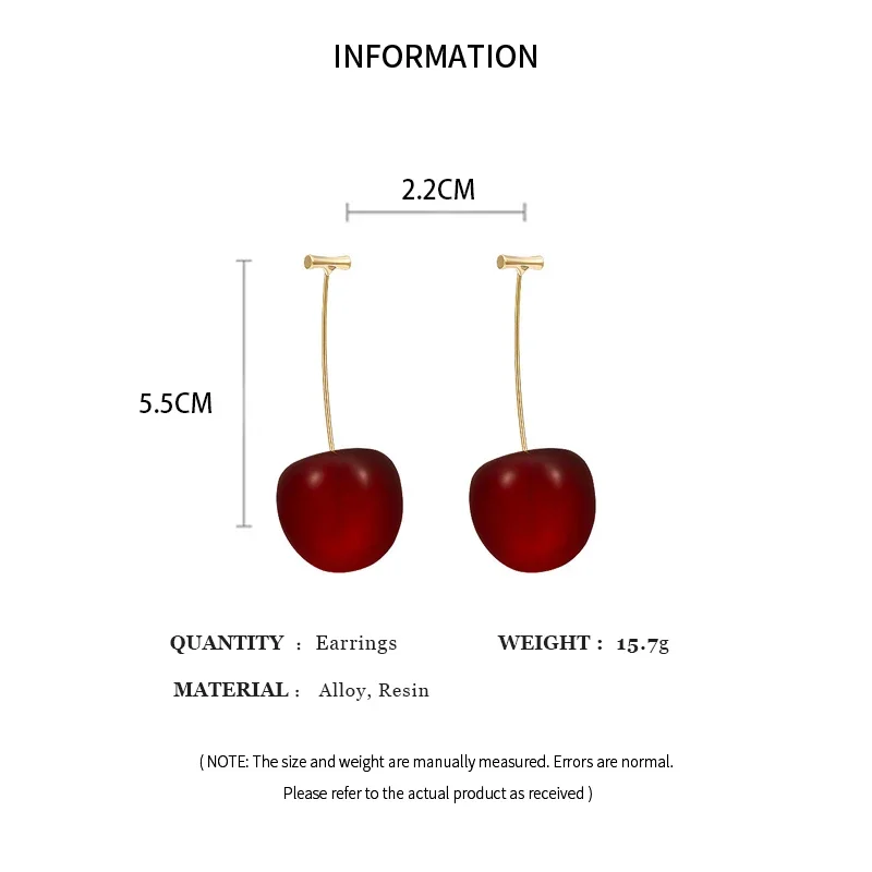 Dangle Earrings Cherry Earrings Drop Earrings Fruit Design Earrings Women Cherry Alloy Drop Dangle Earrings