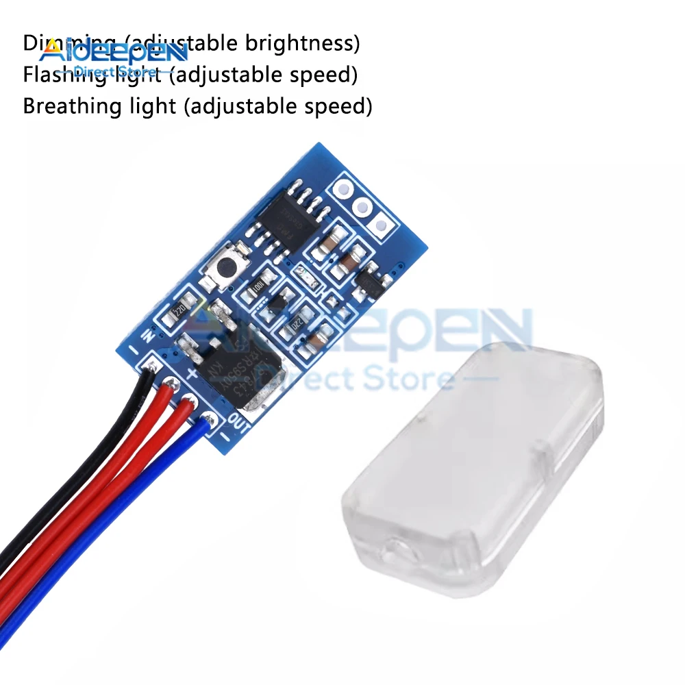 LED Strip Controller LED Dimmer Switch LED Dimmer Controller Smart Dimmer Switch Lamp Dimmer LED String Dimmer DC 3-24V 30W Fast and Slow Gradually Brightening LED Control Module with Dimming Breathing Flashing for LED Lights Halogen Light