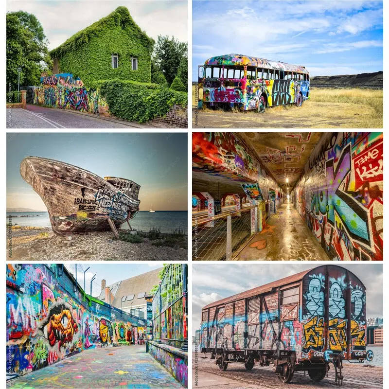 

SHENGYONGBAO Graffiti Photography Backdrops Studio Props Vintage Brick Wall Photo Photography Background SKT-03