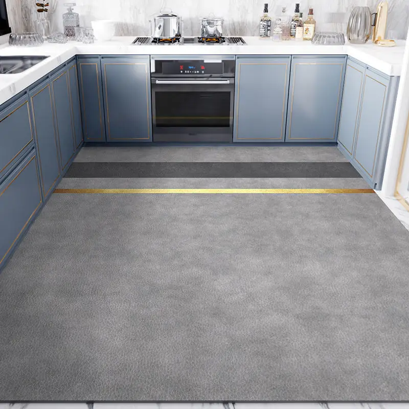 Waterproof and Oil Proof Kitchen Floor Mat Imitation Leather Carpet Anti Slip Dining Room Decoration Customizable Floor Mats 6