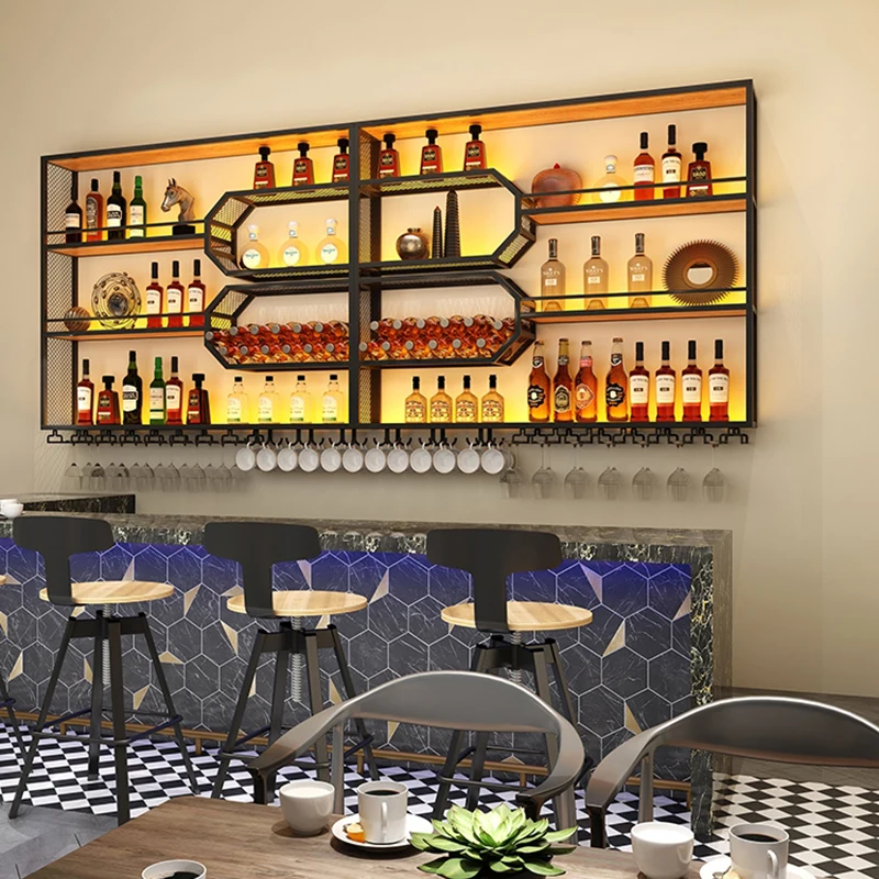 Storage Display Wine Cabinets Inverted Retail Small Restaurant Commercial Wine Rack Mobile Buffet Mueble Para Vino Furnitures