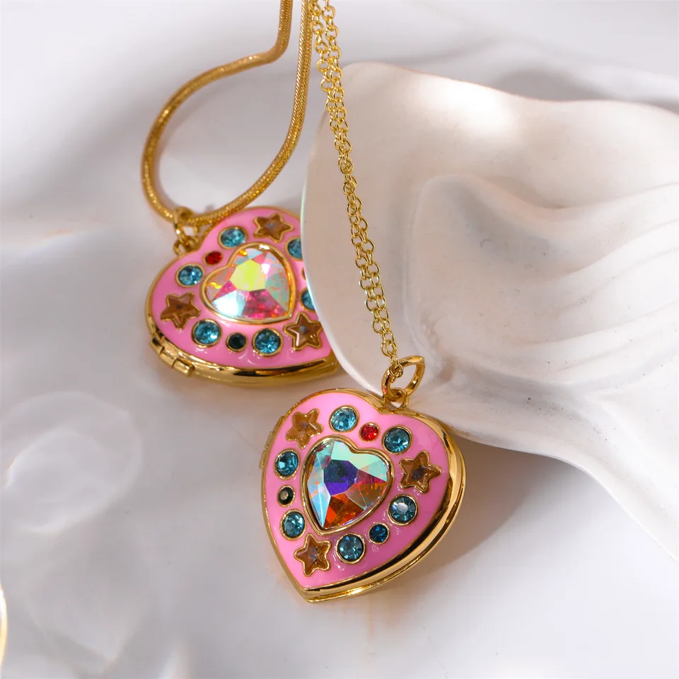 New ins Colorful Zirconium Open Close Album Photo Heart New ins Colorful Zirconium Open Close Album Photo Heart