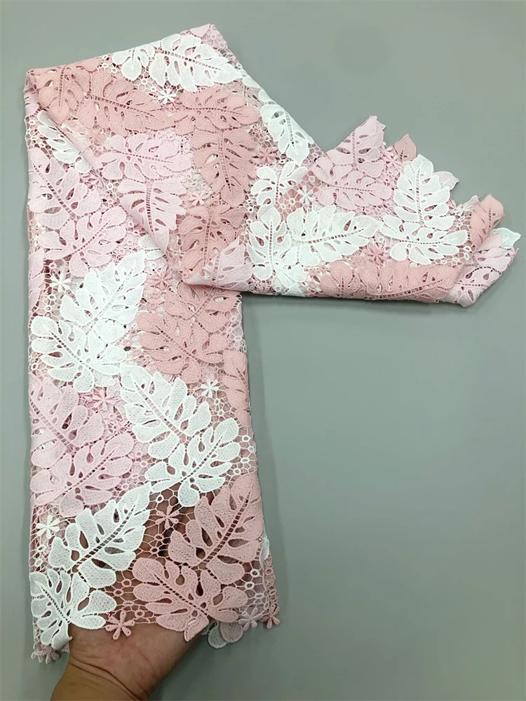 Neuer Stil Nigerianischer Spitzenstoff 2024 Hochwertige Wasserlösliche Bestickte Modische Weiche Spitze 5 Yards – Detail 9