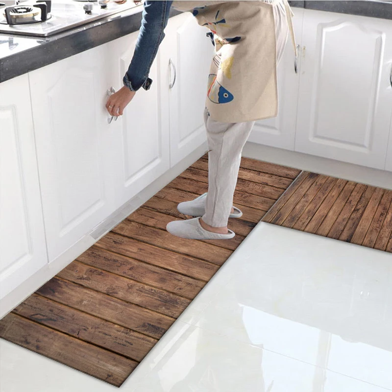 Description Picture 6 of itemVintage wooden kitchen carpet, indoor non-slip decorative mat for laundry room bathroom door window home floor carpet