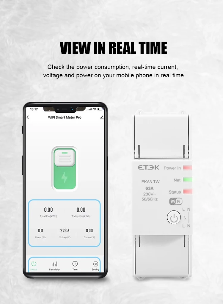 DIN Rail Solar System /EV Charger TUYA Smart Relay Relay 63A controls adjustable