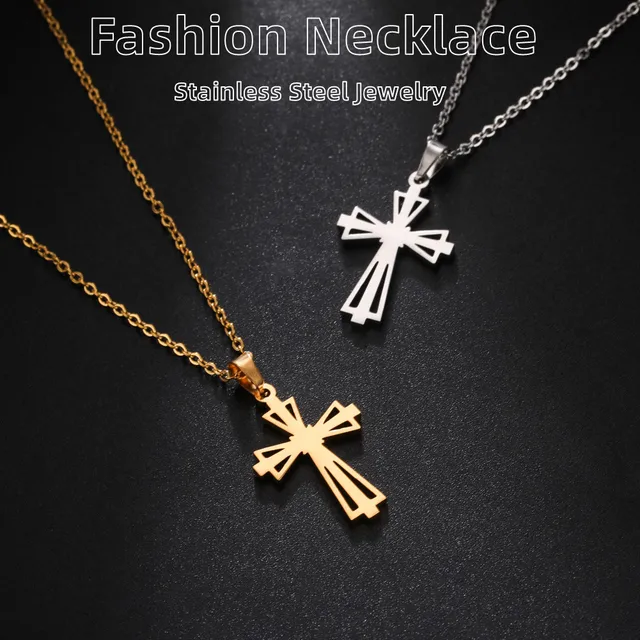 Collana Croce Uomo Ciondolo Croce Zirconi Colorati In Argento 925 Placcato Oro Collana Crocifisso Uomo