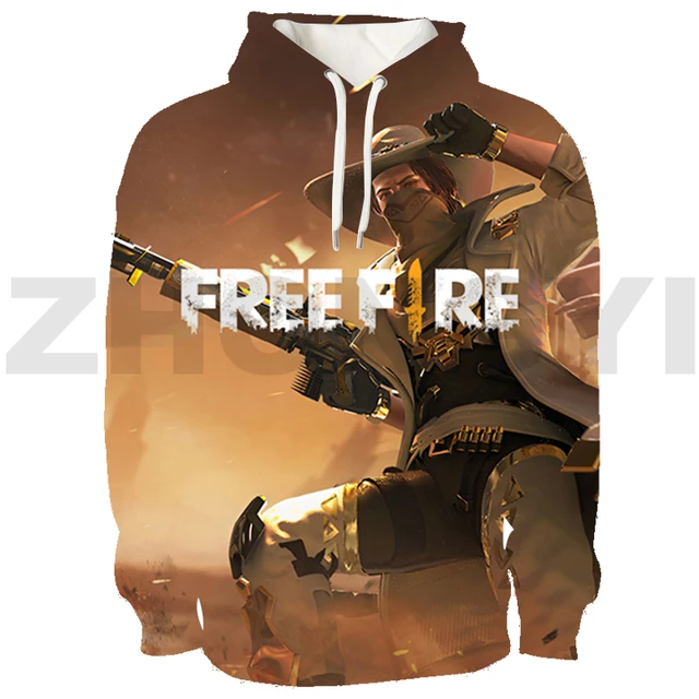 Jogo Free Fire Garena 3D Hoodie para meninos e meninas, moletom  extragrande, Gun Camouflage, Exército Japonês