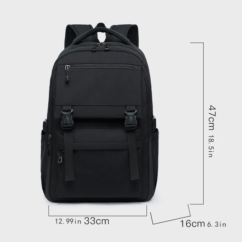 Large capacity black backpack with adjustable shoulder straps and multiple pockets, perfect for hiking and outdoor activities -