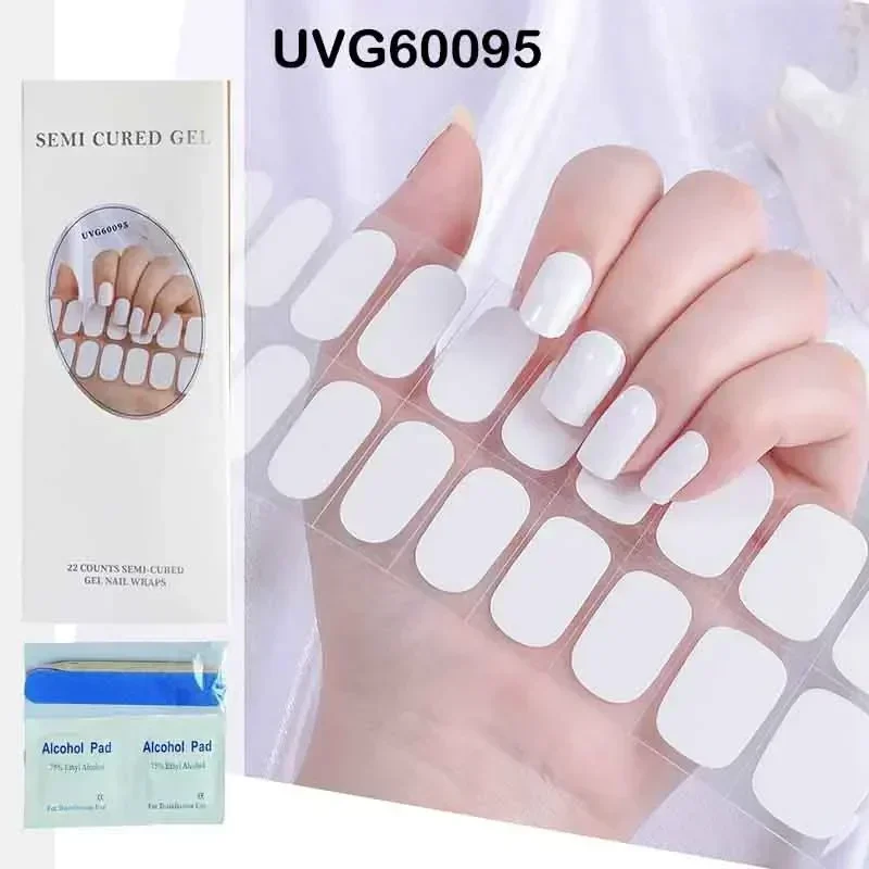 

Semi-Cured Gel Nail Wraps Simple Transparent Color Patch Adhesive Waterproof Long Lasting Gel Nail Stickers Film on the nails