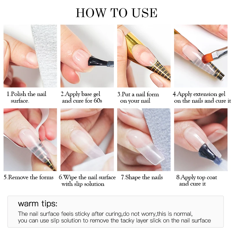 MEET ACROSS 20ml Extension Nail Gel Polish Glitter Vernis Semis Permanent UV Gel For Manicure Nail Art Prolong Construction Gel 5