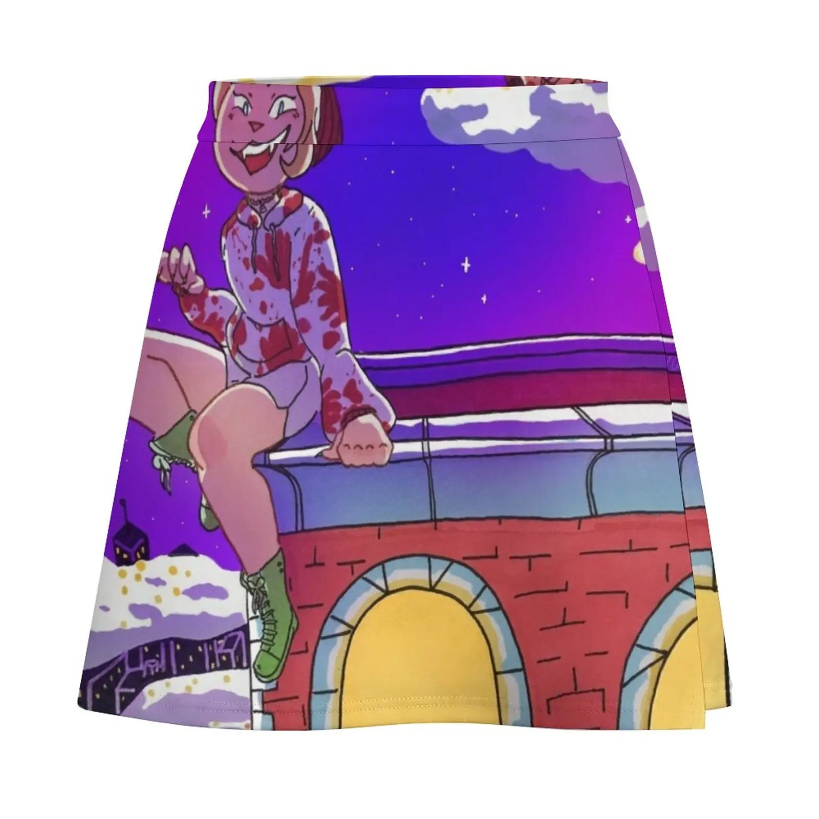 Little Demon Mini Skirt modest skirts for women kawaii skirt Skirt satin korean style clothing