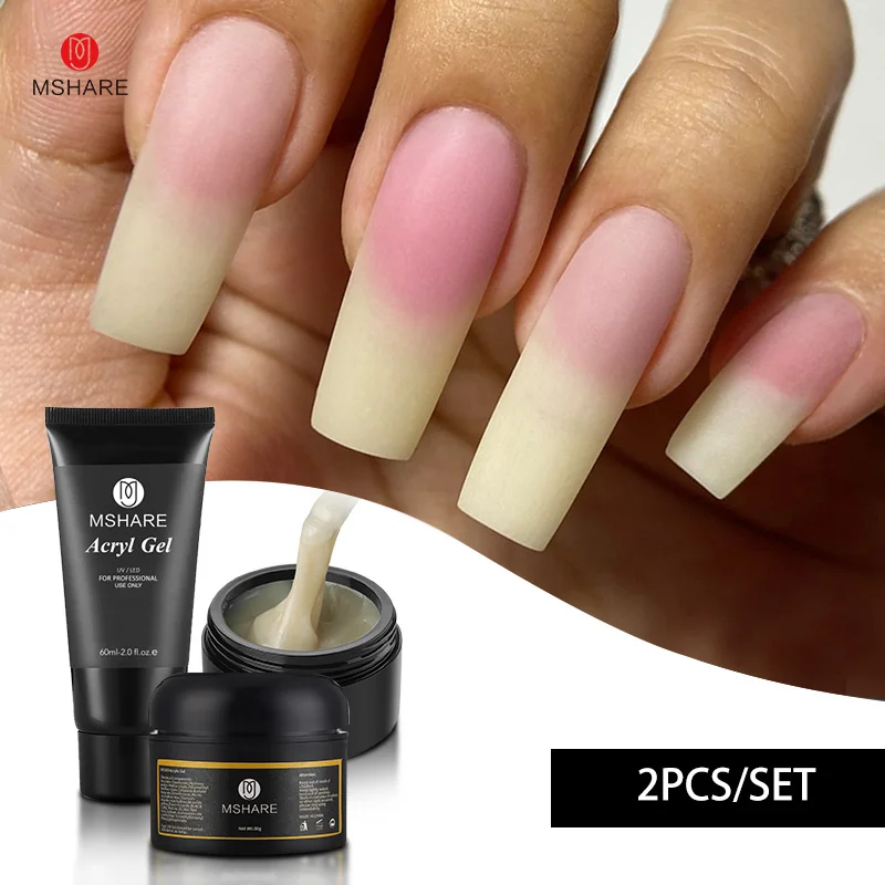 Mshare 2 Pz/Set 30G/60G Acrilico Naturale Rosa Chiaro Builder Poly Nail Gel Extensions Uv/Led Nails Gule