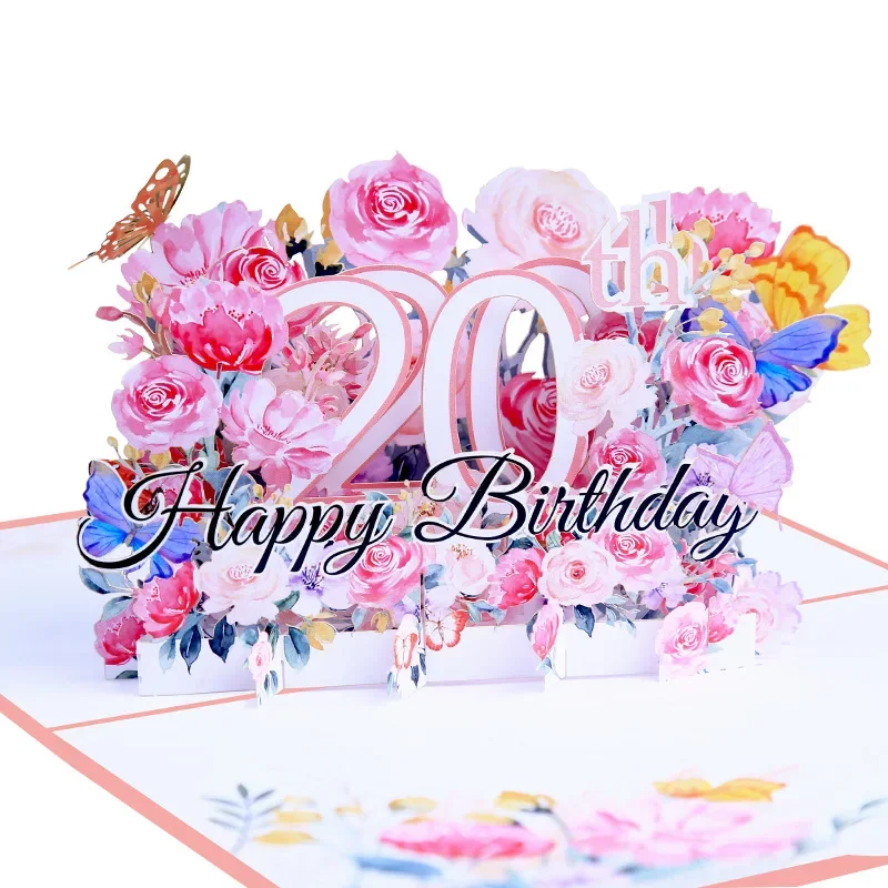 Greeting Cards 1 pcs Pop up style 3D flower birthday happy card hollowed out paper carving blessing gift gifts giving message cards