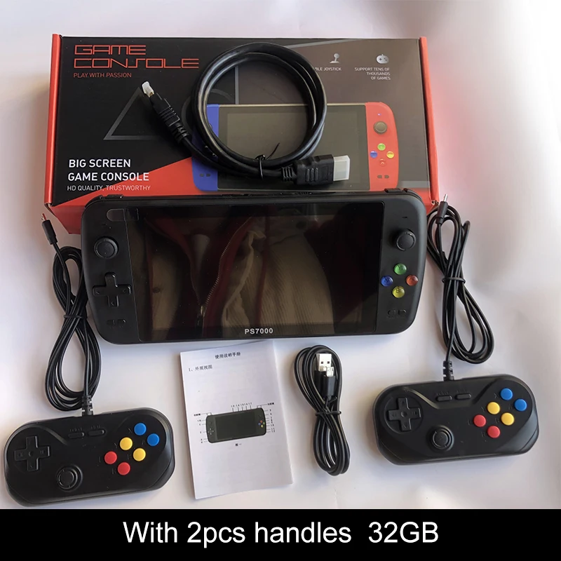 Big screen 7.0 inch PS7000 Handheld Game console  Player built in 3500 more games with 2 wire gamepads support PS1 games 