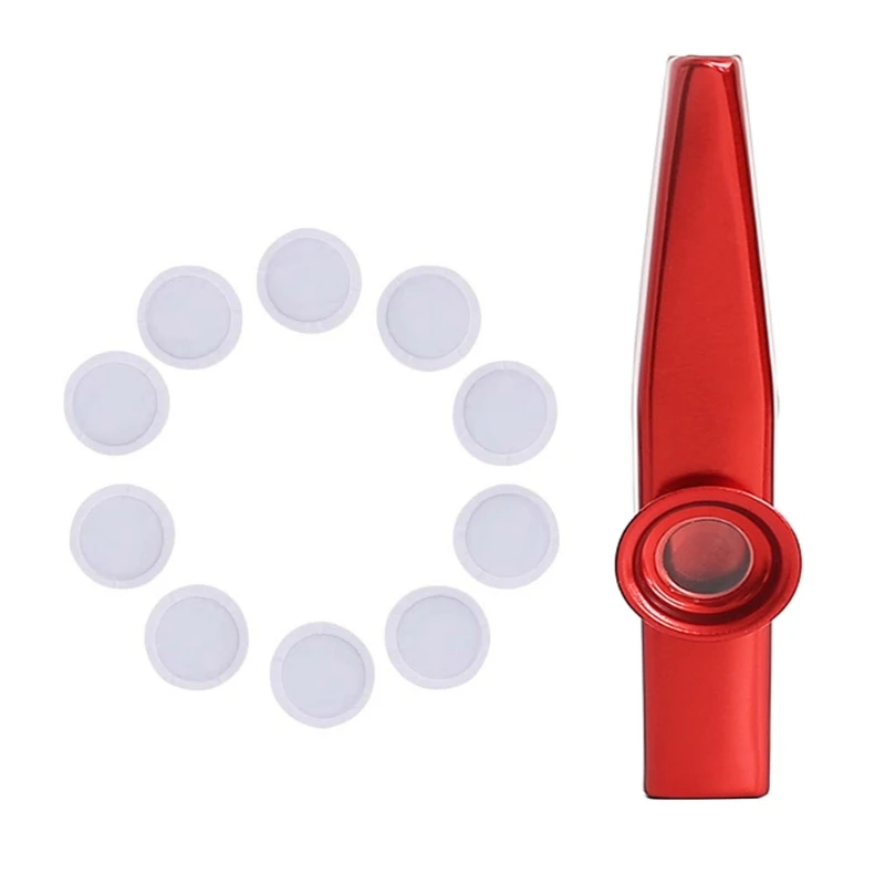 Metal Kazoo with 10 Flute Membranes Mouth Kazoo Musical Instruments Good Companion for Ukuleles, Violin, Guitar,Piano