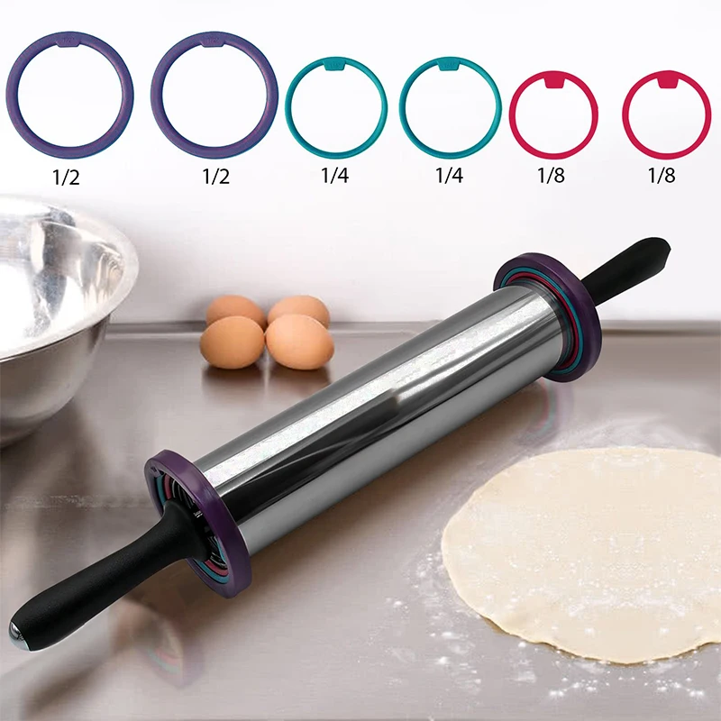 48cm Adjustable Rolling Pin With Non-stick Silicone Baking Mat Stainless Steel Fondant Rolling Pin Pizza Dough Pad Baking Liner