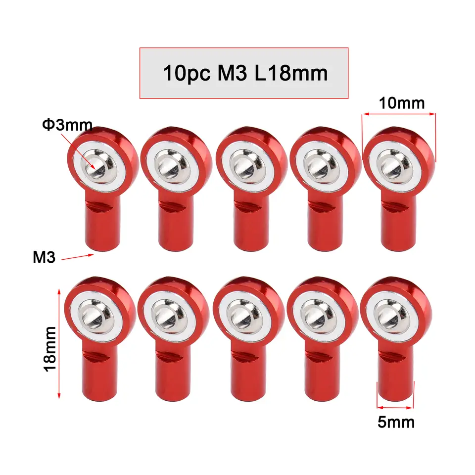 10PCS Aluminum Alloy M3 Link Rod End Ball L18mm/20mm/26mm Metal Rod End Ball For Rc Boat Airplane RC Crawler Car Truck Buggy image 21