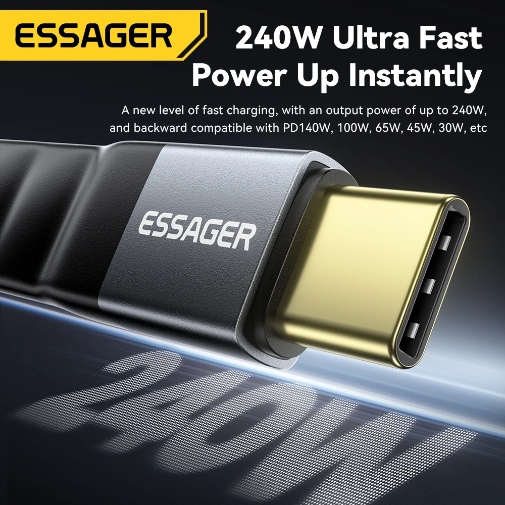 Essager USB 4.0 Type-C Cable 40Gbps Data Transfer&8K@60Hz Video 240W PD Fast Charging For MacBook iPhone Laptop Mobile Hard Disk