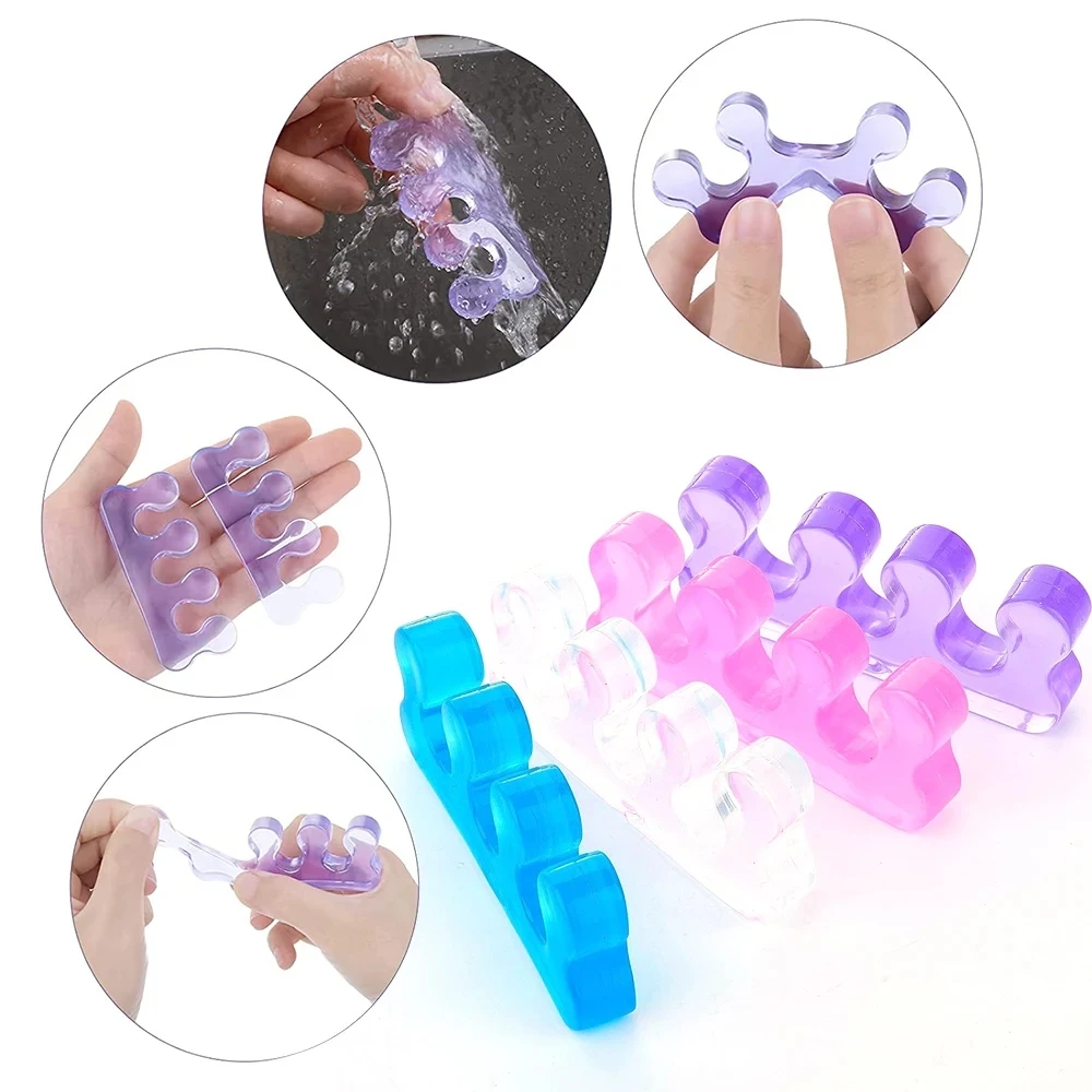 Soft Silicone Toe Separator Flexible Finger Spacer Manicure Pedicure Nail Toe Separating Straighteners 2Pcs 4 Colors