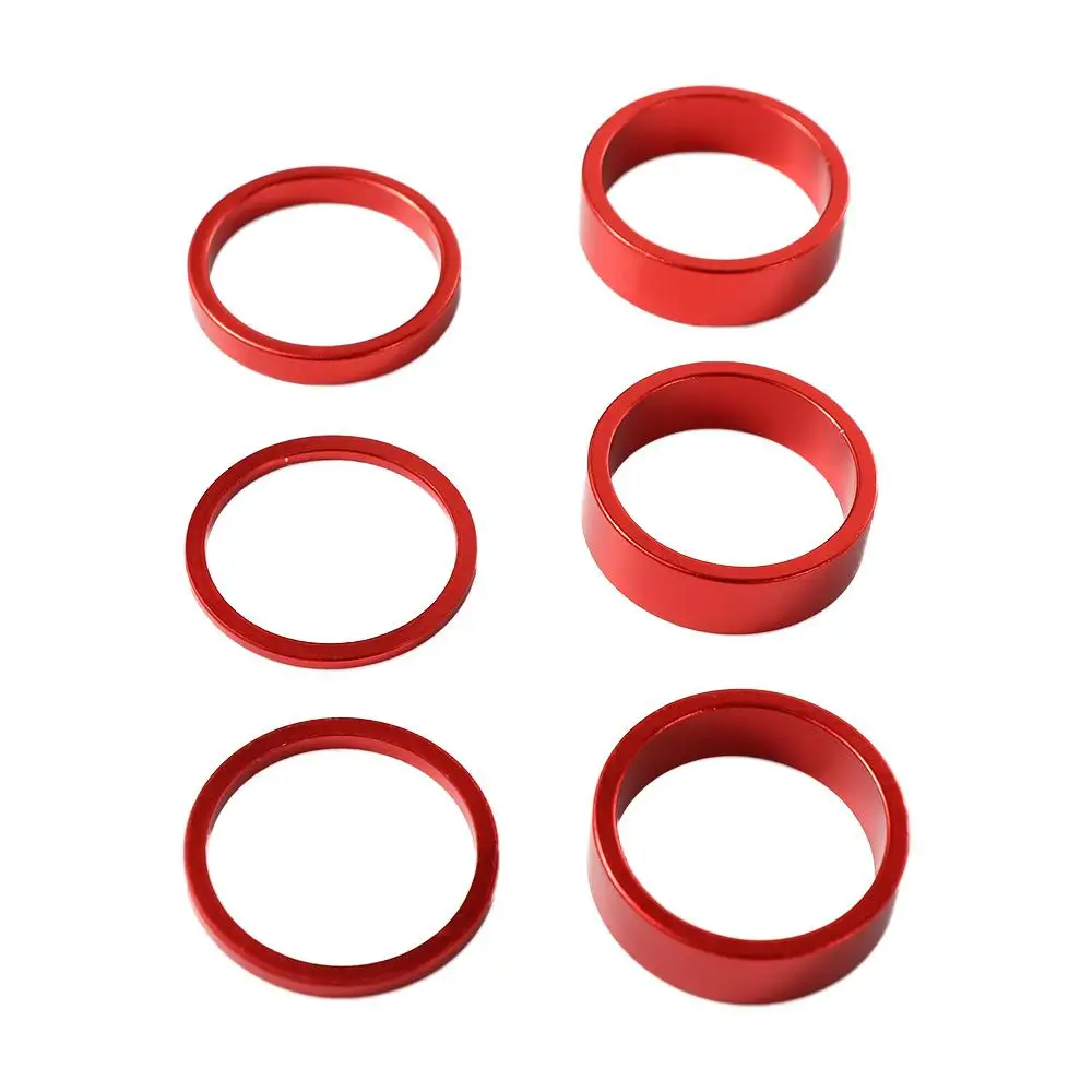 6pcs/set Aluminum Alloy Bike Headset Washer Mountain Bicycle Front Fork Washer Bike Stem Handlebar Spacers Ring Gasket bicycle headset bicycle spacer