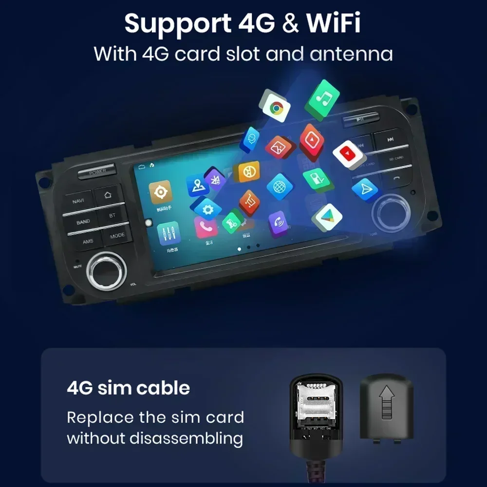 CHSTEK Android 13 Radio de coche para Jeep Wrangler Dodge Grand Cherokee Liberty Chrysler Carplay reproductor estéreo Multimedia WIFI 4G GPS 3