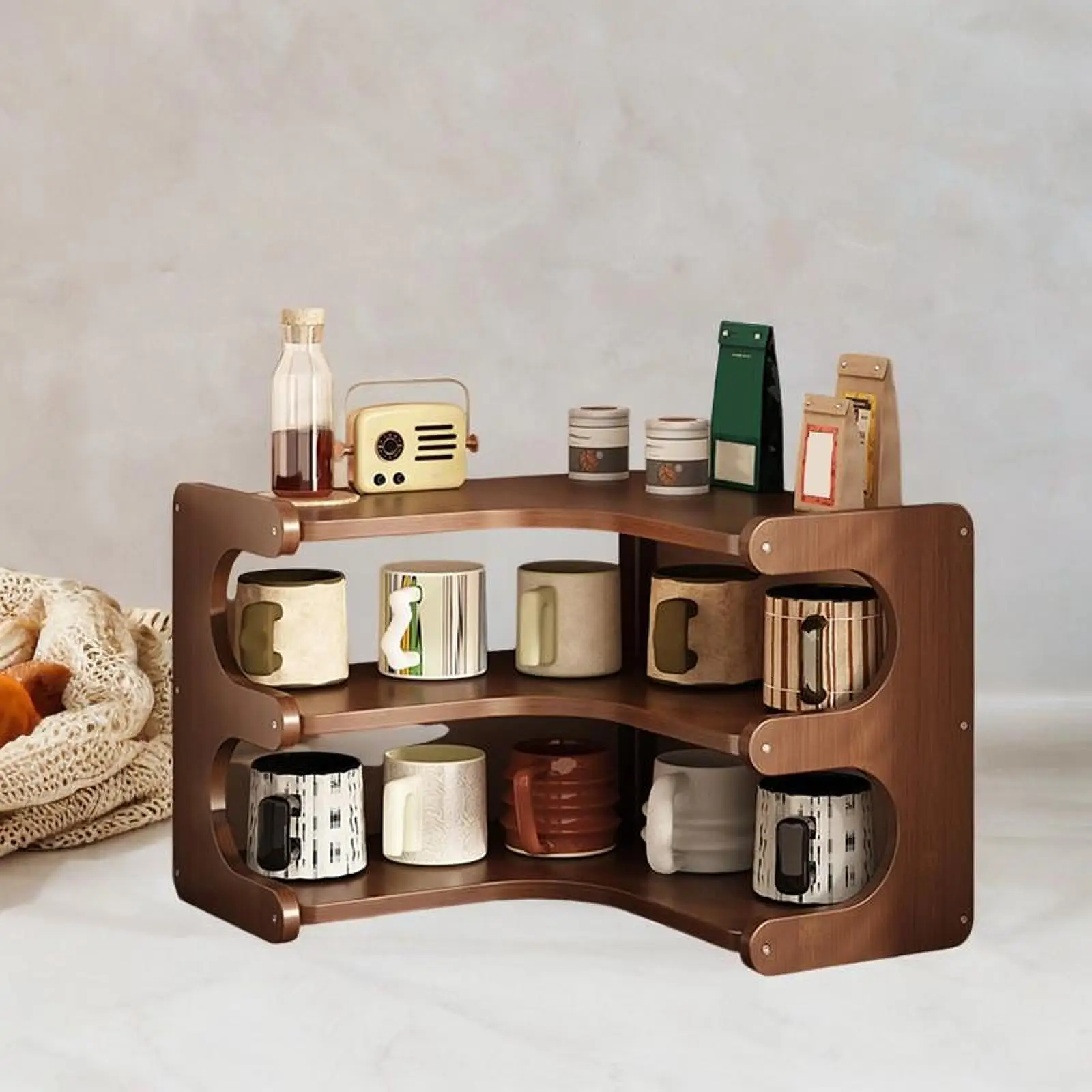 Desktop Corner Organizer Shelf Modern Vanity Organizer Seasoning Rack Display Stand for Bathroom Kitchen Apartment Restaurant