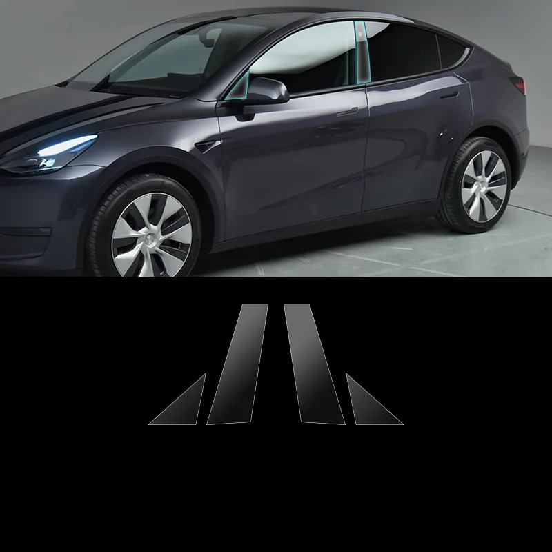 

For Tesla Model Y 2021-2023 TPU Transparent Protection Film Exterior Windows BC Center Pillar Strip Car Sticker Car Accessories