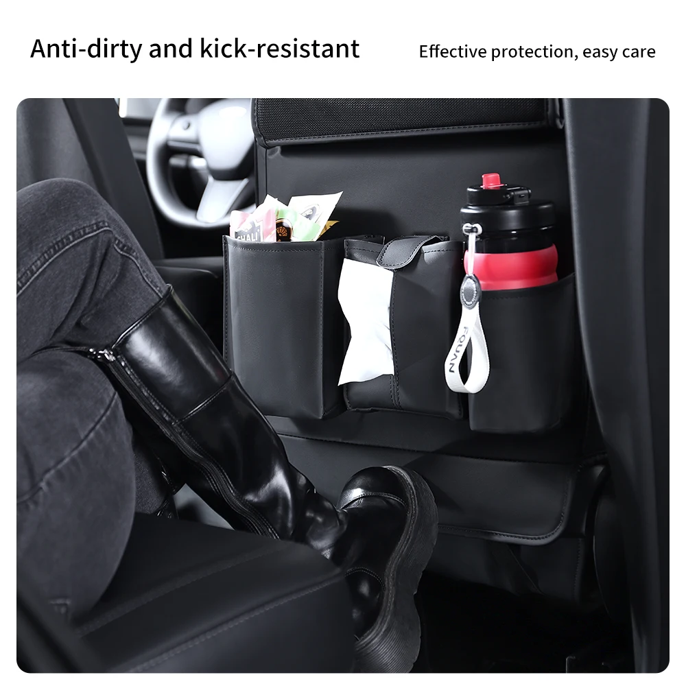 Protettore Schienale Auto per Tesla Model 3 S X Y 2002-2025, 2Pezzi Universale Pelle Tappetino Anti-Calcio, Portaoggetti Seggiolino Impermeabile Sedile Accessorio, D/Red