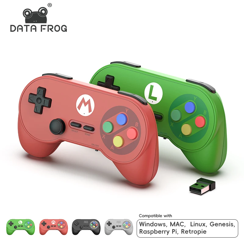 Data Frog PC07 Retro Wireless Gamepad with Dual Receiver, Classic ...