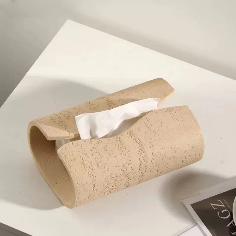 Modern Tissue Box Resin European Cave Stone Living Room Desktop Napkin Organizer Handwork Creative Home Decoration 3