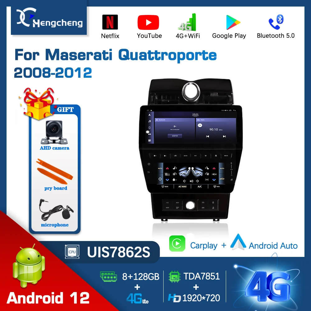 

12,3 дюймовый Android 12 мультимедийный плеер для Maserati Quattroporte 2008-2012 GPS навигация автомобильное стерео радио 4G Carplay 360