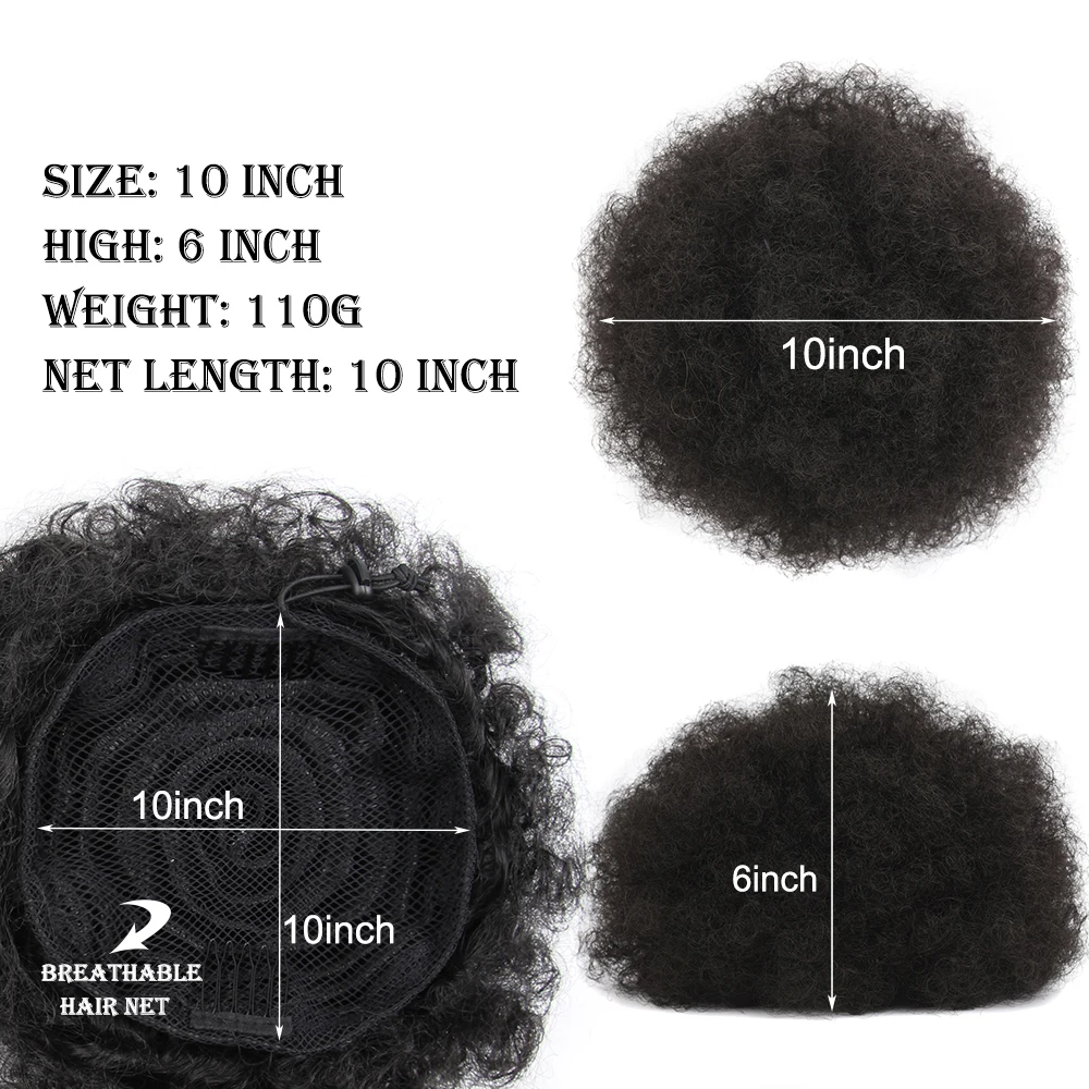 8 Zoll synthetische Afro Haar Brötchen Puff Kordel zug Pferdes chwanz Verlängerung für schwarze Frauen große kurze verworrene lockige Afro Brötchen Haarteil