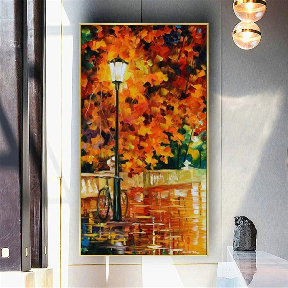 

Palette Large Size Garden Forest Oil Painting Handmade Canvas Poster Landscape Wall Art Pictures For Living Room Salon Mural Gif
