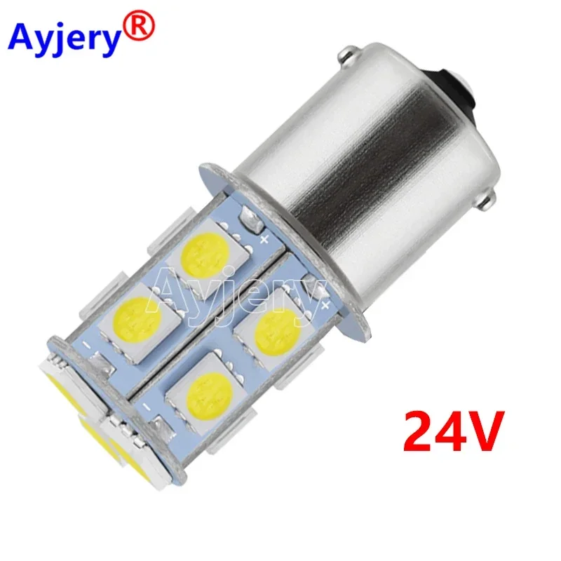 

AYJERY 10pcs DC 12V/24V LED 1156 BA15S P21W 13 SMD 5050 1157 BAY15D Tail Bulb Brake light bulbs Turn signal lights White