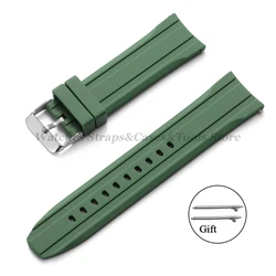 Premium Silicone Watch Band - Soft Rubber Strap with Curved Ends, Waterproof and Versatile - 22mm (Green)