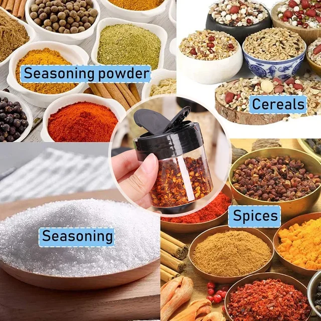 Pots d'assaisonnement transparents réutilisables, grandes bouteilles vides de stockage de condiments à épices, conteneurs de poudre de saison, boîte pour la cuisine, 24 à 1 pièces 5