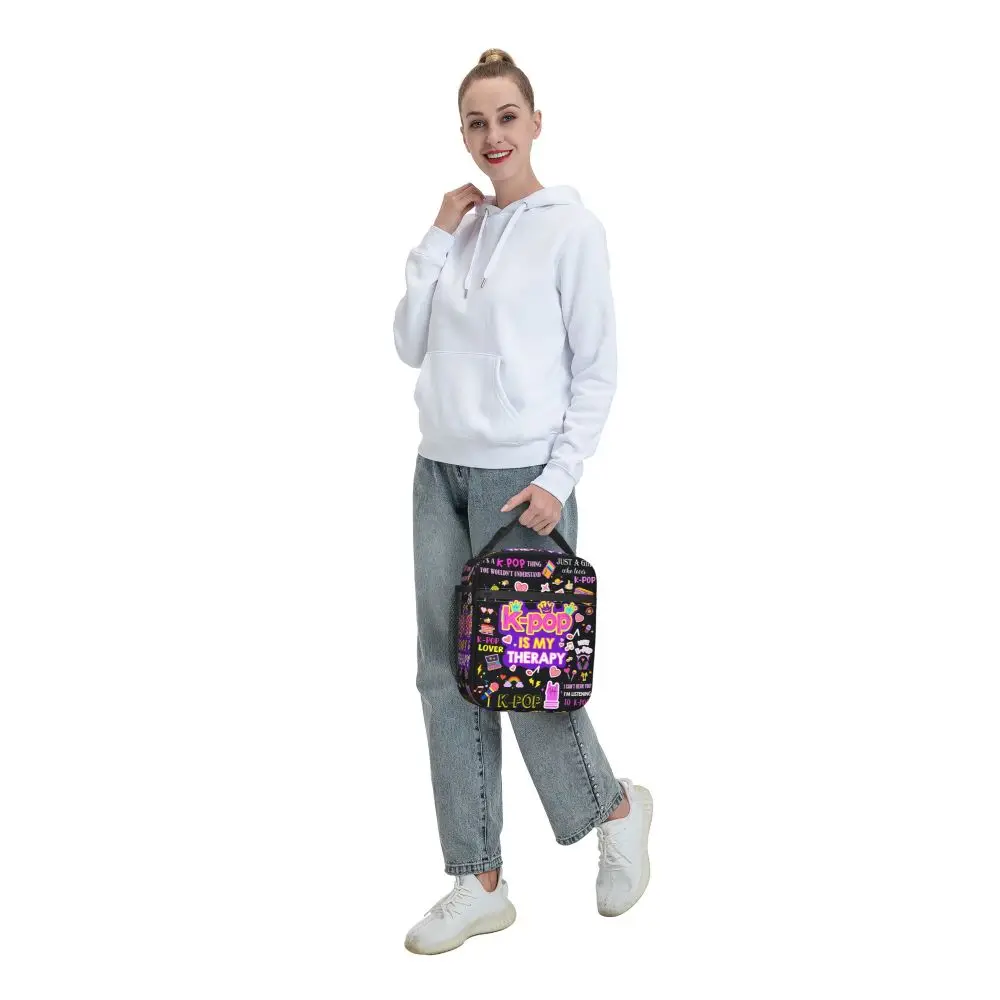 K-Drama K Pop Koreanische Lunchtasche Praktische Lunchbox Mädchen Outdoor Picknick Design Kühltasche Mode Oxford Thermo Tote Handtaschen – Detail 8