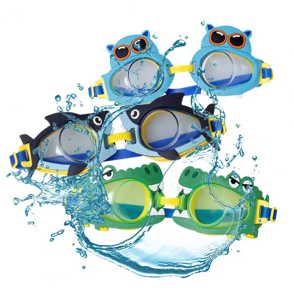 Kids Swim Goggles Adjustable Strap Transparent Lens Waterproof Animal Shape Diverse Styles Anti-frog ABS Cartoon Design Swimming