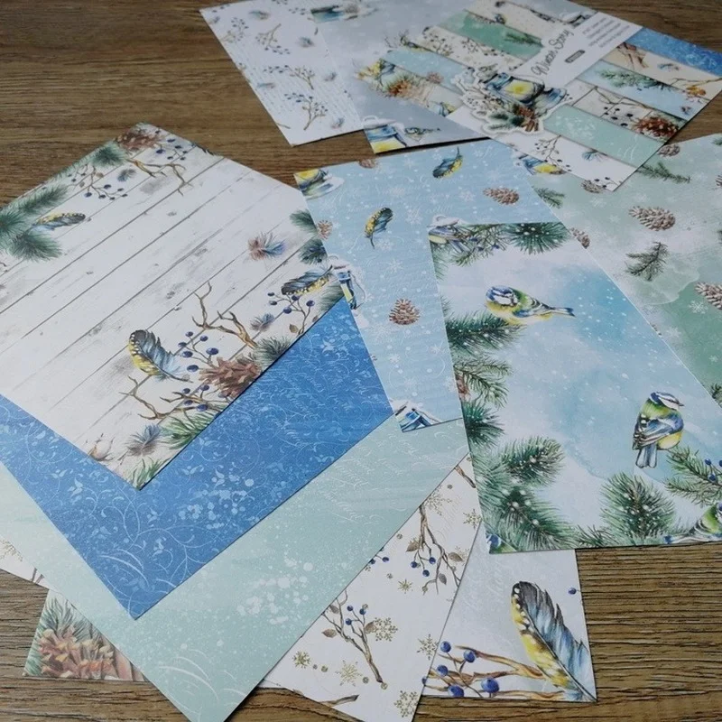 12 Sheets Winter Wonderland Scrapbooking Pads Paper Origami Art Background  Paper Card Making DIY Scrapbook Paper Craft