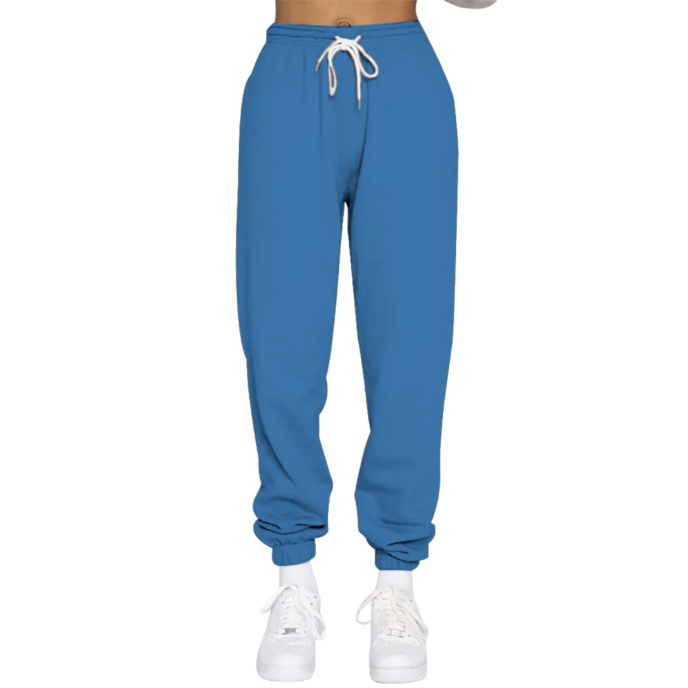 

Women's Fashion Sports Pants Autumn Winter Warm Elastic Waist Harem Pants Casual Solid Color Lace-up Leggings Trousers