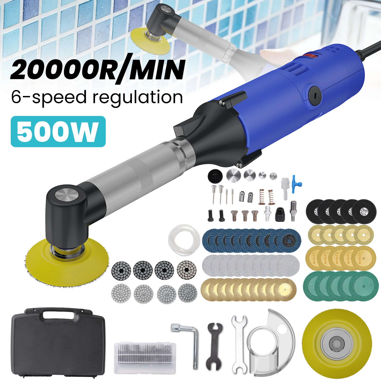 Keramikfliesen-Schleifgerät 500W Elektrischer Geradschleifer mit 6 variablen Geschwindigkeiten Reinigungsmaschine Schleifer Polierer – Detail 1