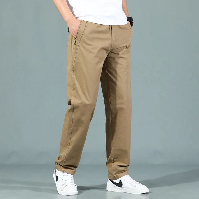 Khaki Cargo Pants For Men Men Fashion Sports Casual Pants Elastic Waist  Straight Leg Loose Pants