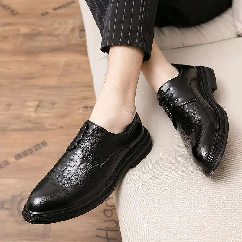 

Men's Shoes Autumn 2023 New Shanghai Black Leather Shoes Men's Chef Working Labor Protection Zhongbang Fashion Shoes