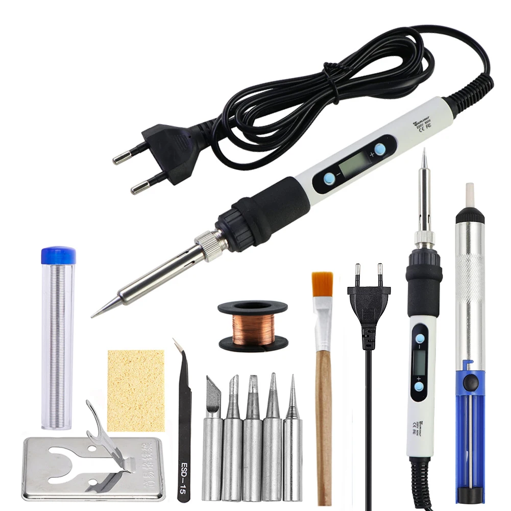 Temperature Adjustable 80W Electric Soldering Iron 220V Solder Station With Welding Iron Tips Tin Soldering Electric Tools electric soldering iron