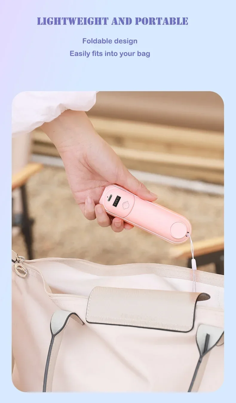 New Handheld Electric Fan USB Desktop Fan with LED Light Portable Mini Small Fan Mobile Phone Charging Bank Phone Stand Students 16 S976e3eec92c340c88a896f50cb0eaeb5E