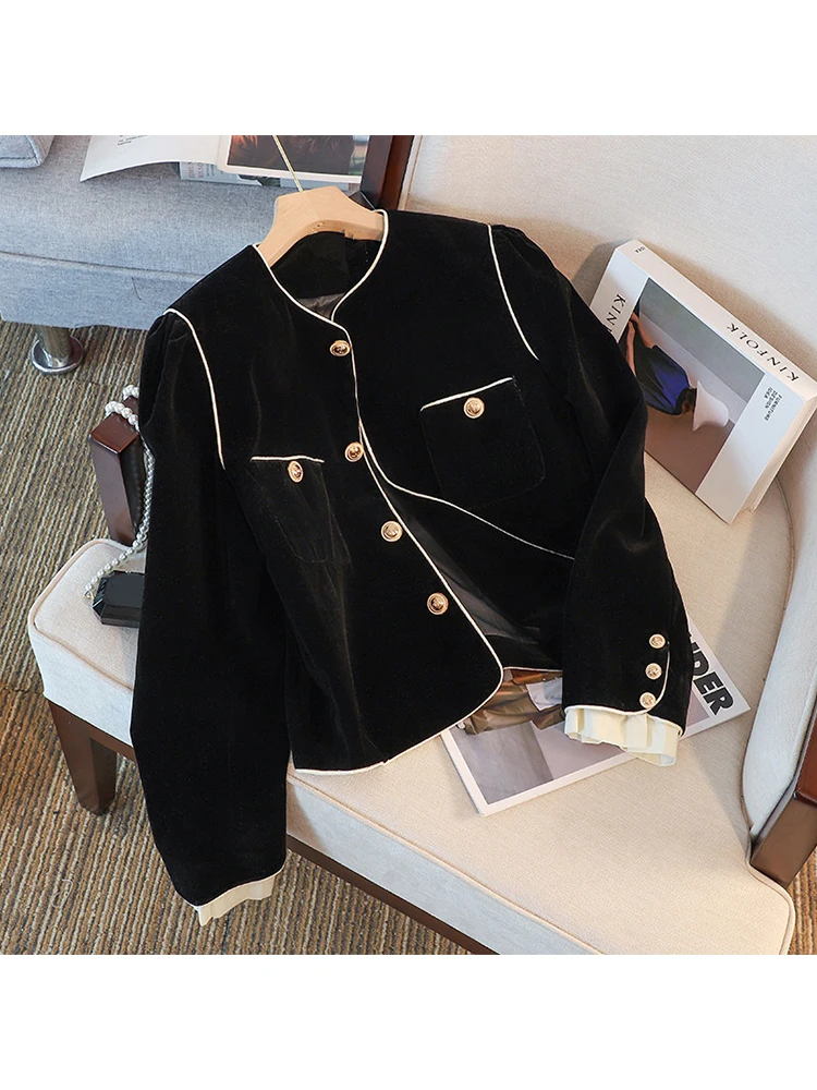 

French Chic Vintage Casual Jacket Coat Women's Autumn and Winter Aesthetics Fashion All-Match Loose Single Breasted Coat Lady