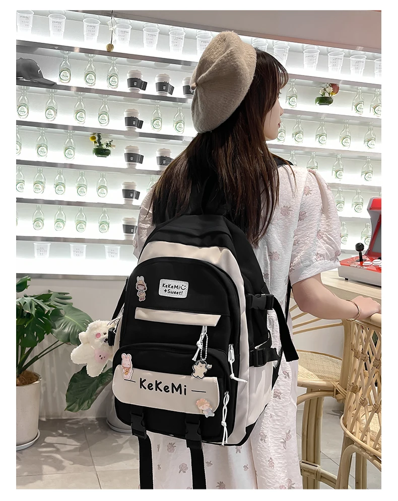 School bag For junior high school girls cute color light backpack for junior high school students new backpack for grade 3 to 6