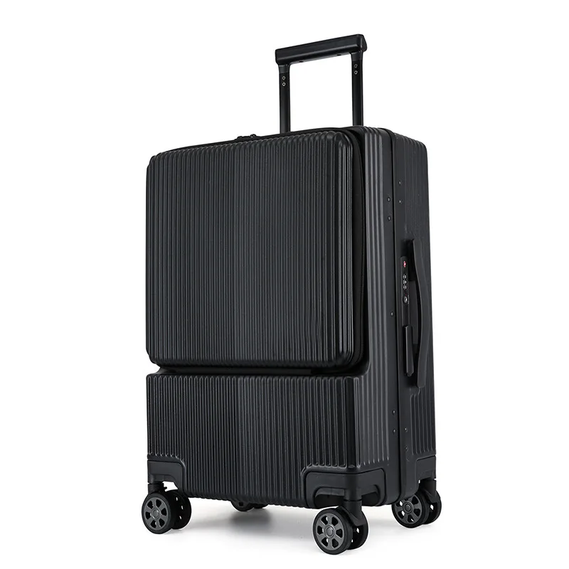 PLUENLI Business Front Opening Luggage Computer Boarding Suitcase Men's and Women's Side Open Trolley Case Rechargeable
