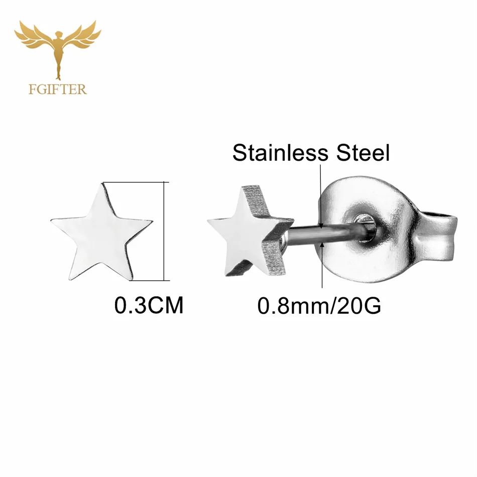 Stainless Steel Stud Earrings Small Star Earrings Set Fashion Jewelry Women Men Accessories Silver Color Gift 12 Pairs silver stud earrings,silver earrings,studded earrings,crystal ear studs,womens earrings